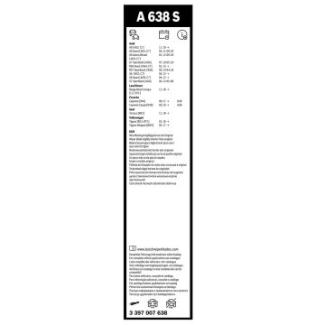 Bosch Audi A6 Silecek Takımı Aerotwin 2011-2017 A638S