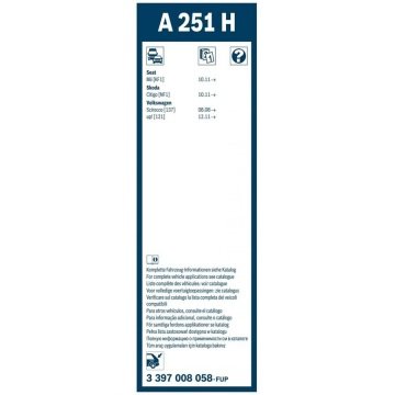Seat Arona Bosch Arka Silecek 25cm 2017-2021 Rear A251H