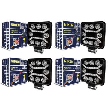 Niken 8 Led Kare 3 Fonksiyonlu Off Road Sis Farı Çalışma Lambası 4 Adet 9-48V 22-27W
