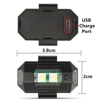 RGB Oto, Motosiklet, ATV, Bisiklet, Scooter Uçak Kanadı Çakar Mini Led Lamba Şarjlı (1 Adet)
