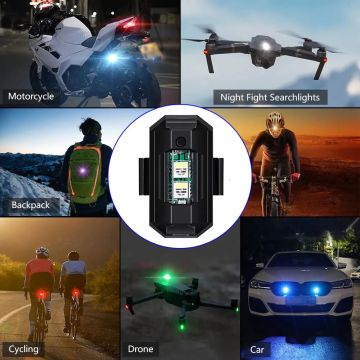 RGB Oto, Motosiklet, ATV, Bisiklet, Scooter Uçak Kanadı Çakar Mini Led Lamba Şarjlı (1 Adet)