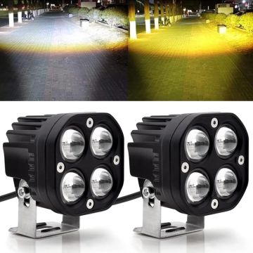 3'' Beyaz Sarı Led Çakarlı Spot Off Road, Motosiklet Sis Farı Çalışma Lambası 12-24V 40W
