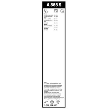 Bosch Citroen C4 Picasso Silecek Takımı Aerotwin 2013-2019 A865S