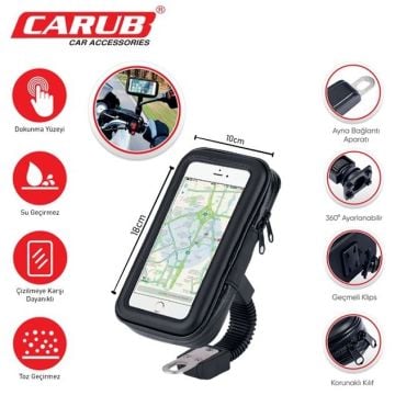 Motosiklet Telefon Tutucu Deri 18x10cm (Ayna)