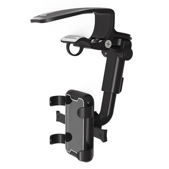 Oto, Araç Güneşlik Mandallı Telefon Tutucu 360 Derece Ayarlı Siyah
