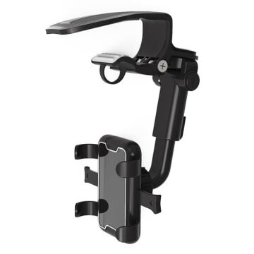 Oto, Araç Güneşlik Mandallı Telefon Tutucu 360 Derece Ayarlı Siyah