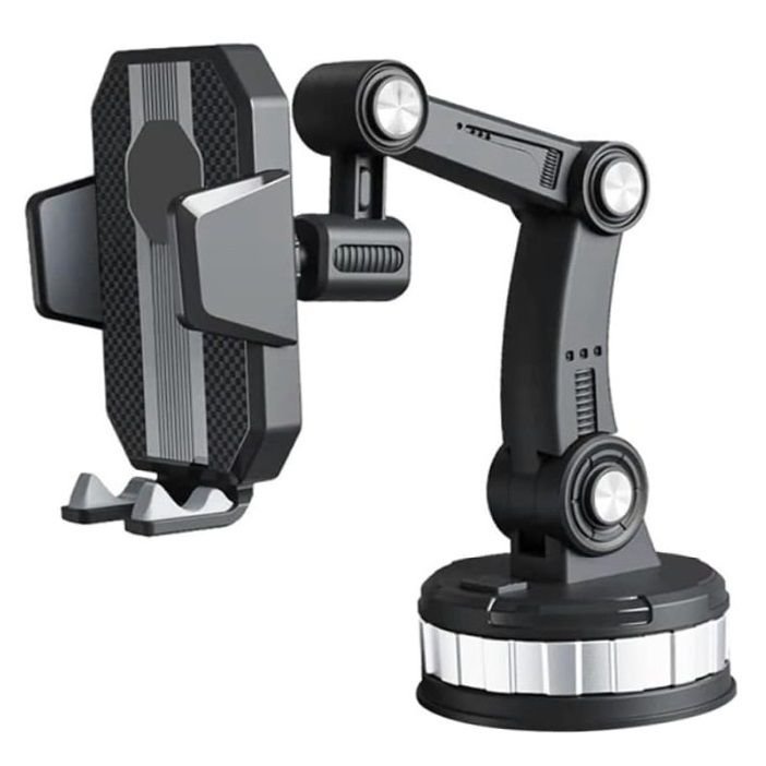 Oto, Araç Cam ve Torpido Vantuzlu Akrobat Telefon Tutucu 360 Derece Ayarlı