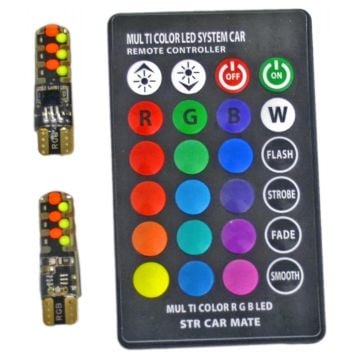 Carub T10 Dipsiz RGB Fonksiyonlu Kumandalı Led Ampul 12V