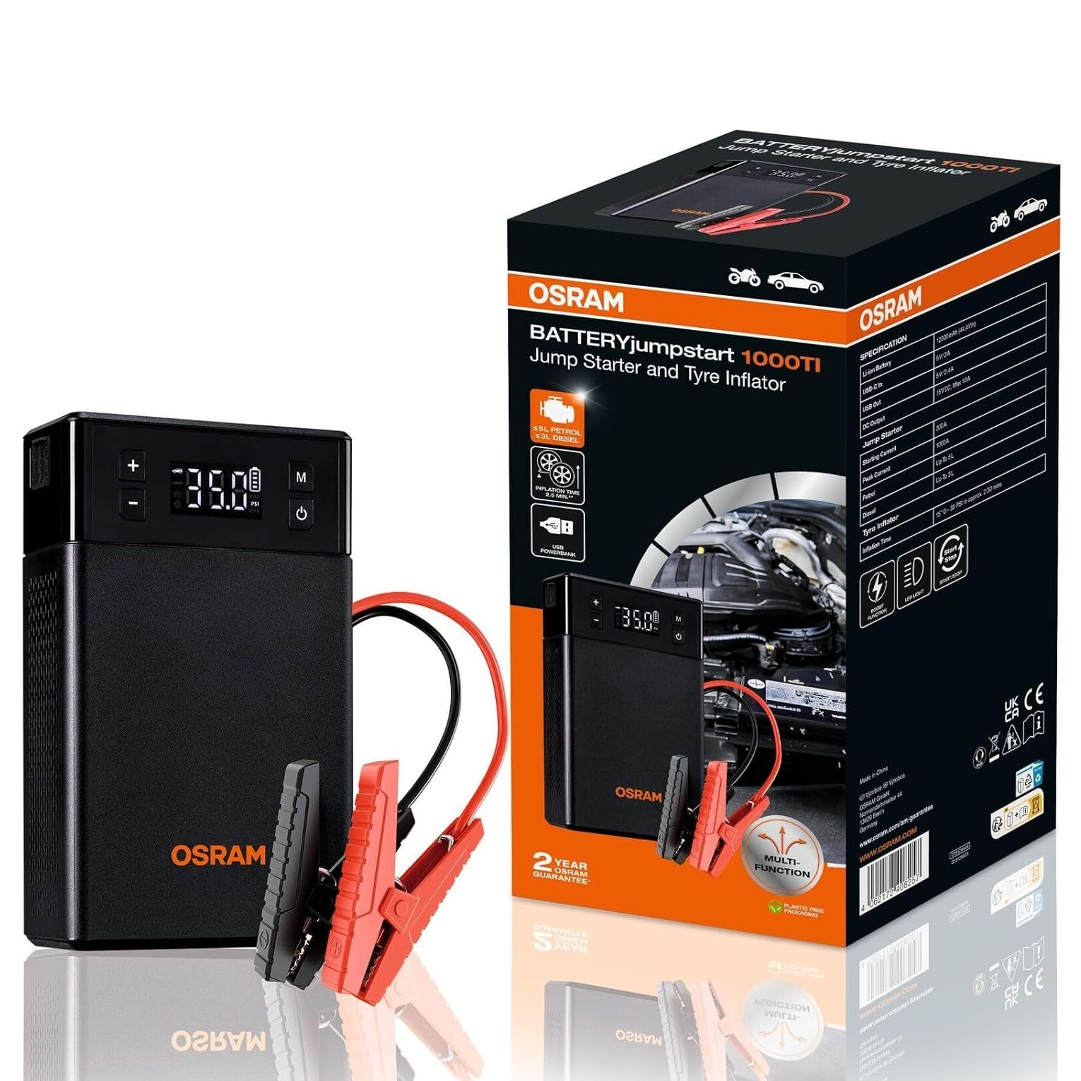Osram Batteryjumpstart 1000TI Akü Takviye ve Lastik Şişirme Kompresörü OJS020TI