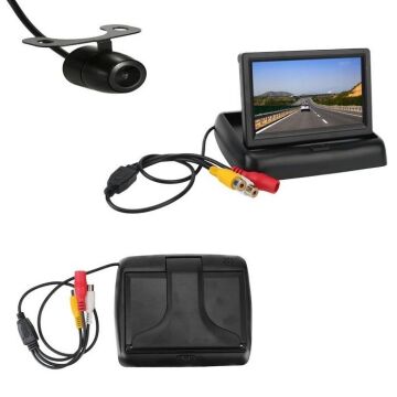 Oto LCD 4.3'' Geri Görüş Kamerası + Katlanır Monitör Ekran Set