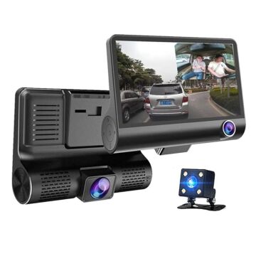 3 Kameralı 4'' Oto, Araç İçi Yol Kayıt Kamerası G-Sensör FULL HD 1080P