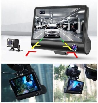 3 Kameralı 4'' Oto, Araç İçi Yol Kayıt Kamerası G-Sensör FULL HD 1080P