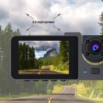 3 Kameralı 2'' Oto, Araç İçi Yol Kayıt Kamerası Wi-Fi G-Sensör FULL HD 1080P