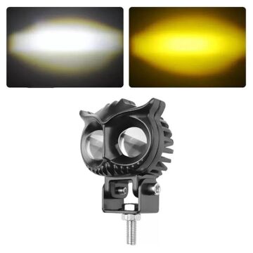 Beyaz Sarı Led Baykuş Off Road, Motosiklet Sis Farı Çalışma Lambası 12-24V 50W