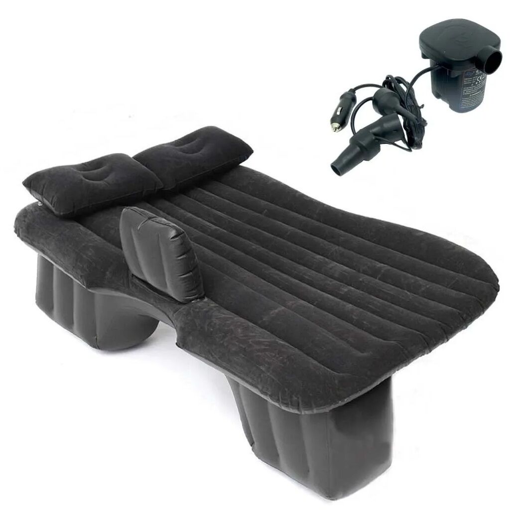 Oto, Araç İçi Şişme Yatak Arka Koltuk Yatağı Siyah (Pompa + Yastık)
