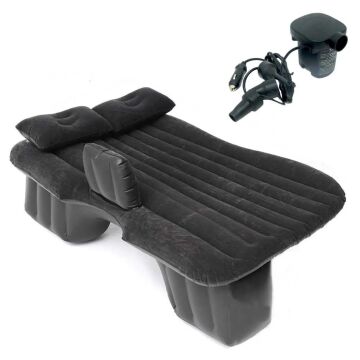 Oto, Araç İçi Şişme Yatak Arka Koltuk Yatağı Siyah (Pompa + Yastık)