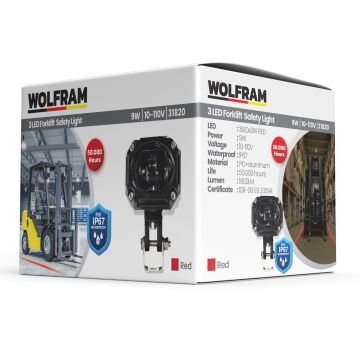 Wolfram Kırmızı Led Redzone Kare Forklift Güvenlik Lambası 9W 10-110V