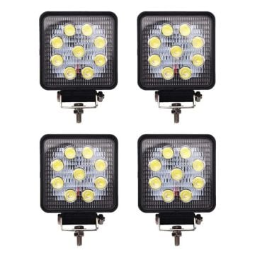 Wolfram 9 Led Kare Off Road Sis Farı Çalışma Lambası 4 Adet 10-30V 27W