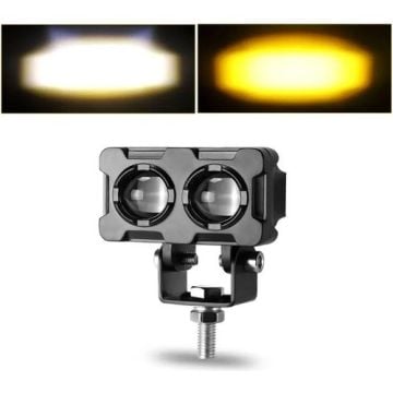 Beyaz Sarı Led Robot Çift Göz Off Road, Motosiklet Sis Farı Çalışma Lambası 12-24V 40W