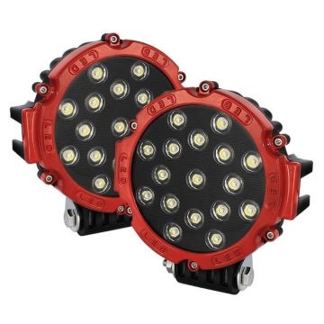 7'' Beyaz Led Kırmızı Yuvarlak Off Road Sis Farı Çalışma Lambası 17 Led 10-30V 51W