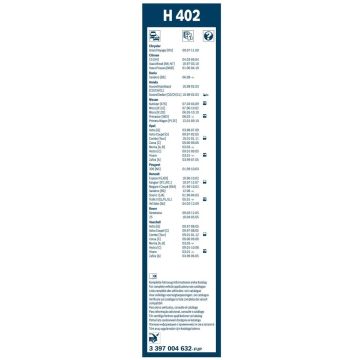 Opel Corsa C Bosch Arka Silecek 40cm 2000-2006 Rear H402